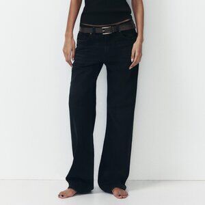 ZARA Full Length TRF Mid Wide Leg Jeans